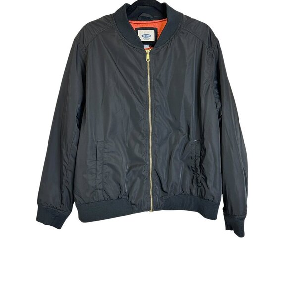 Old Navy Black Bomber Jacket Women’s XXL Plus Cropped Lined Rockabilly Biker - Picture 1 of 4
